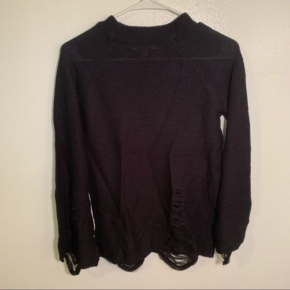 Say What? Mock Neck Sweater Black Ripped - Picture 9 of 10